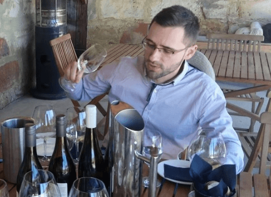 Nicolas curating fine wines