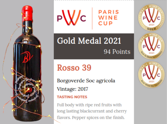 Image of the bottle shot of Rosso 39 and the shelf talker for Rosso 39.